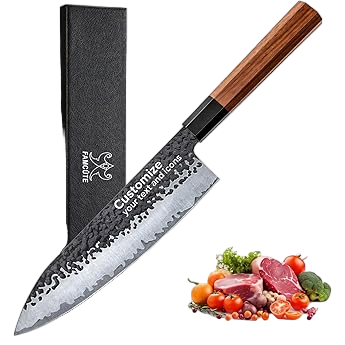 FAMCÜTE 8 Inch Japanese Knife, Hand Forged 5 Layers…