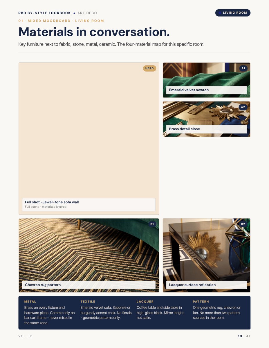 Moodboard page from the Art Deco Style Lookbook