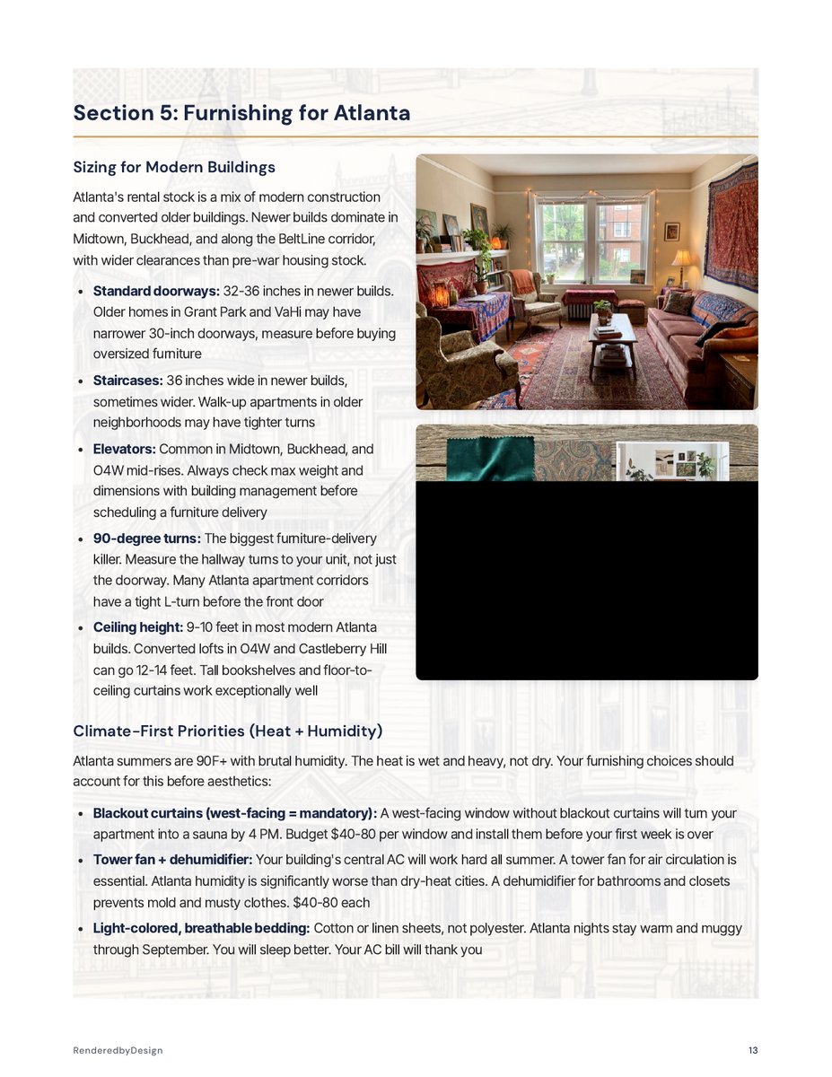 Furnishing page from the Moving To Atlanta Guide