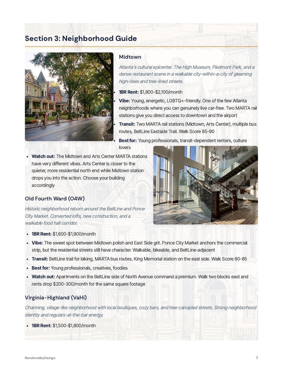 Neighborhoods page from the Moving To Atlanta Guide