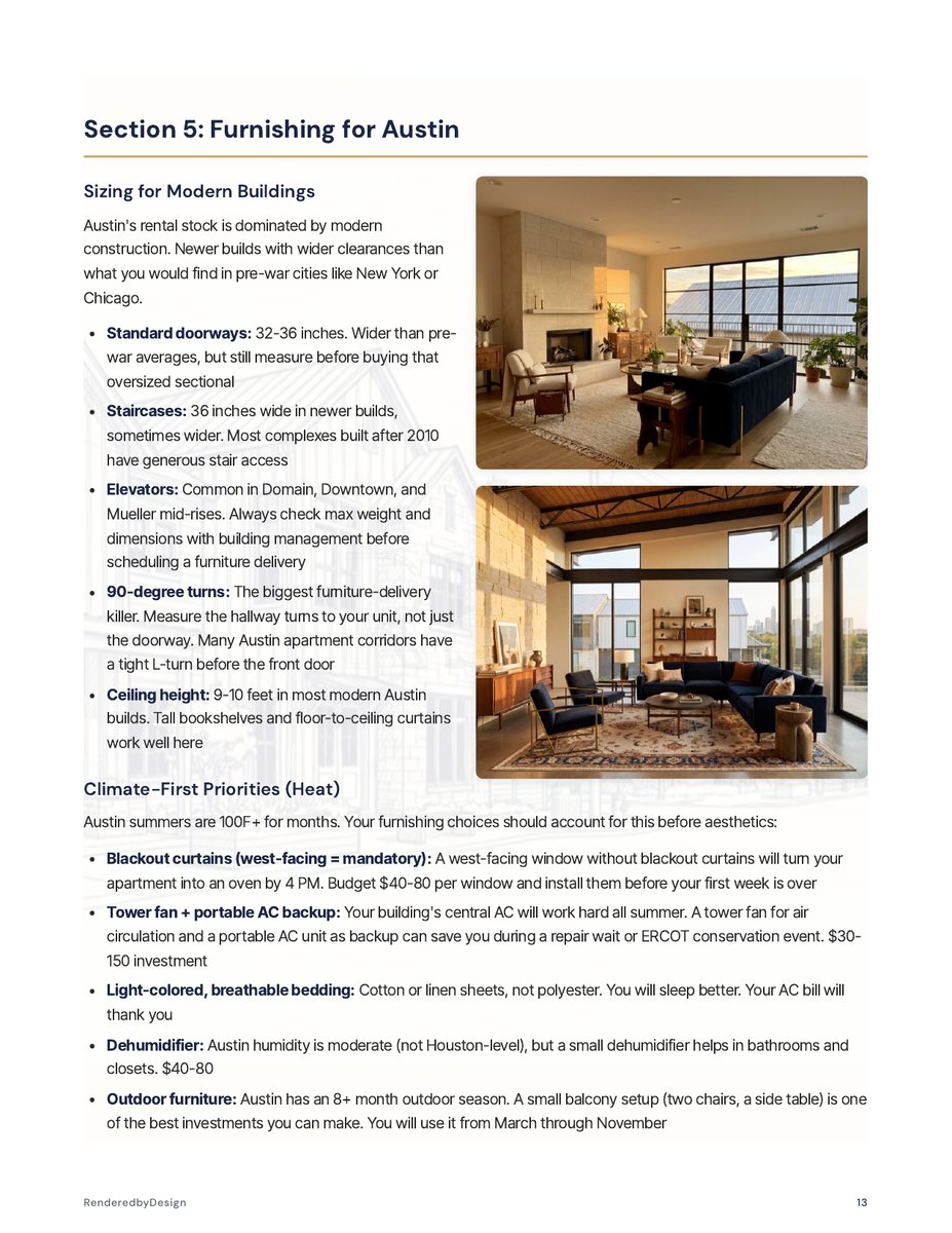 Furnishing page from the Moving To Austin Guide