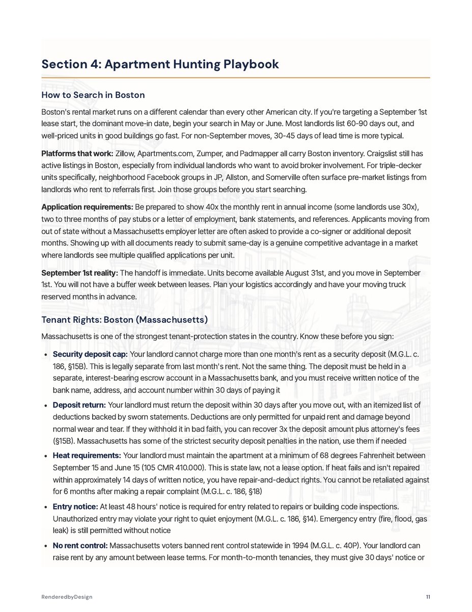 Apartment hunting page from the Moving To Boston Guide