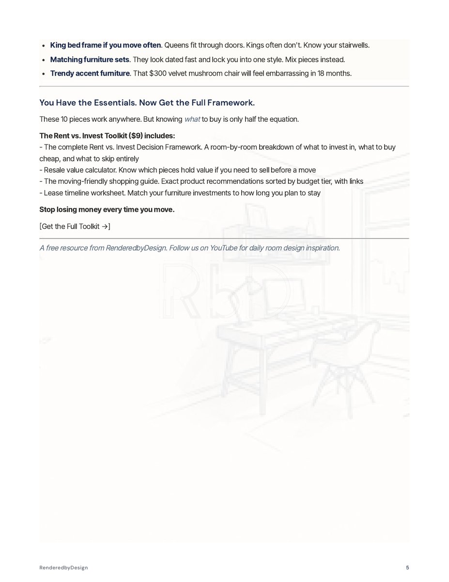 Page 5 page from the Capsule Furniture Checklist