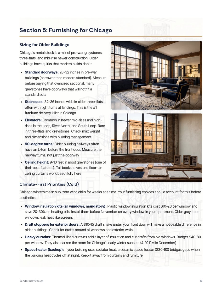 Furnishing page from the Moving To Chicago Guide