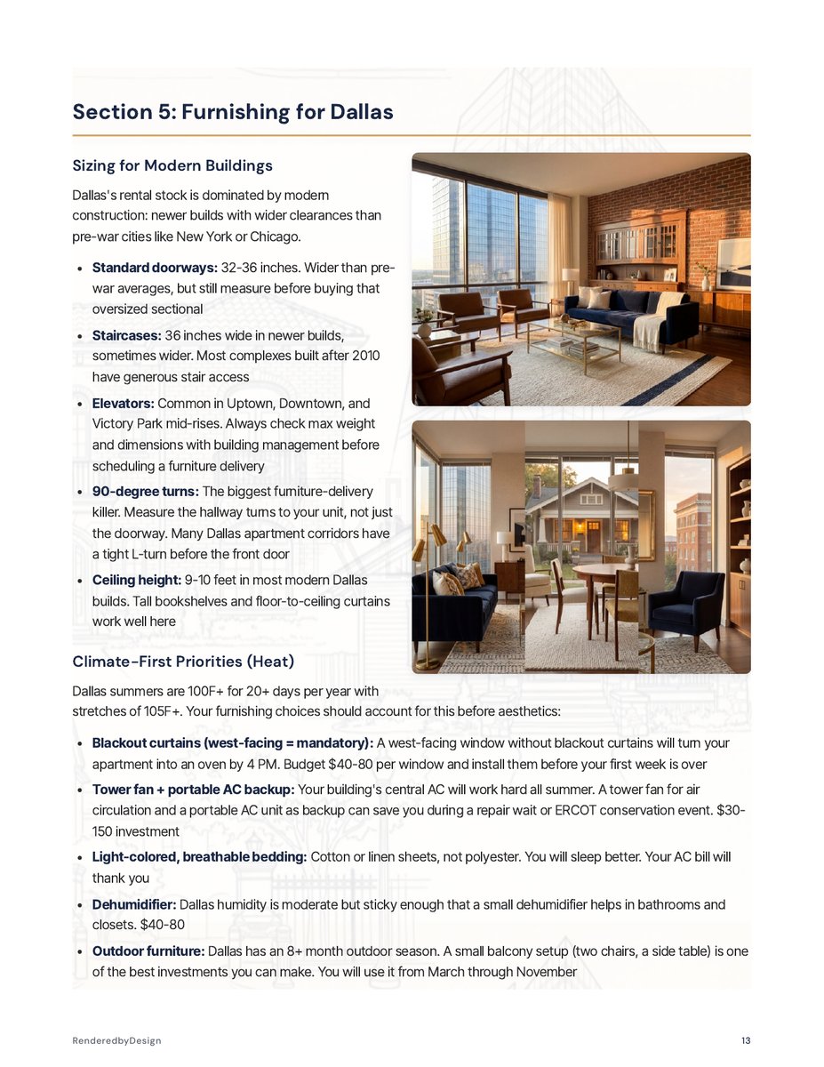 Furnishing page from the Moving To Dallas Guide