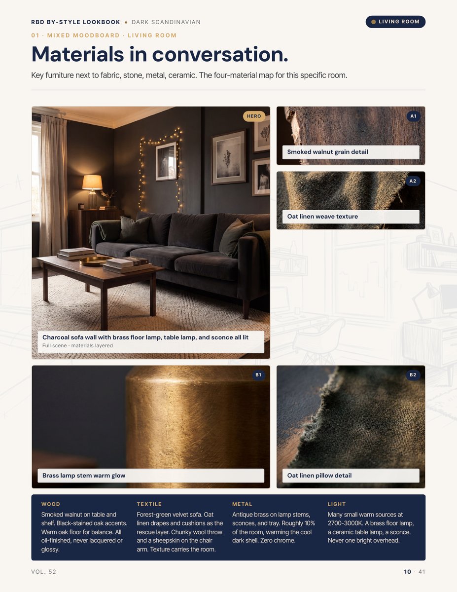 Moodboard page from the Dark Scandinavian Style Lookbook