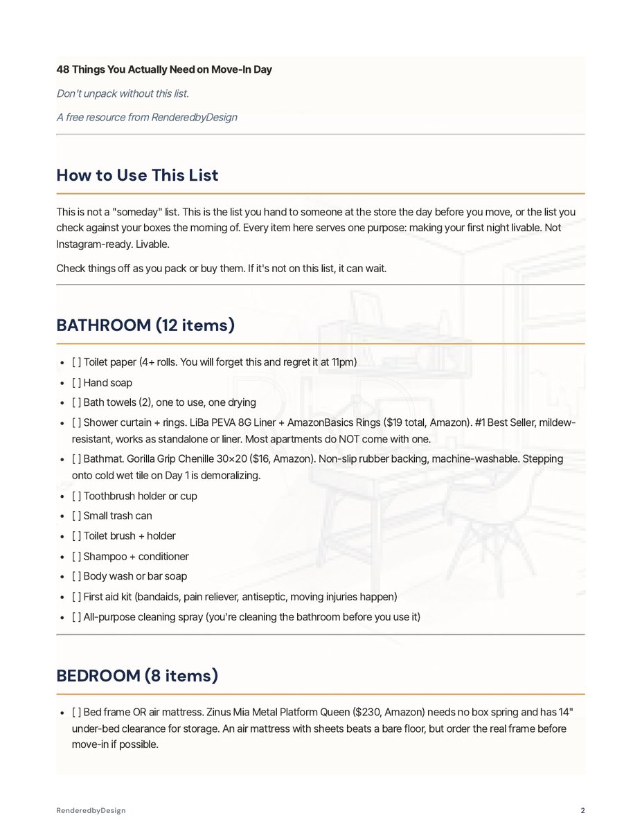 Page 2 page from the Day-One Essentials Checklist