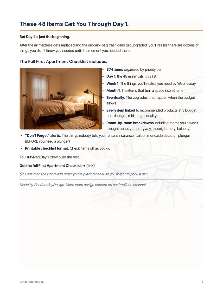 Page 5 page from the Day-One Essentials Checklist
