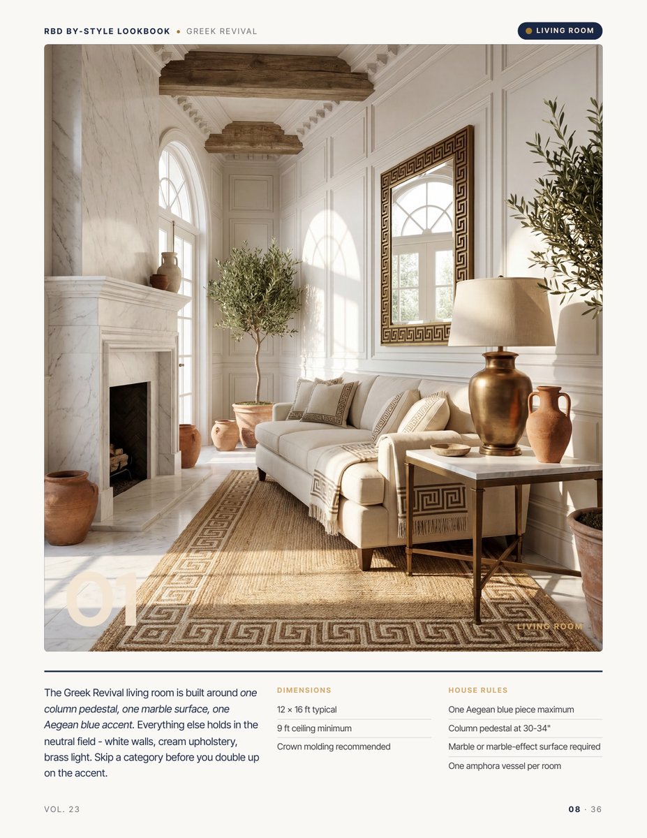 Room hero page from the Greek Revival Style Lookbook