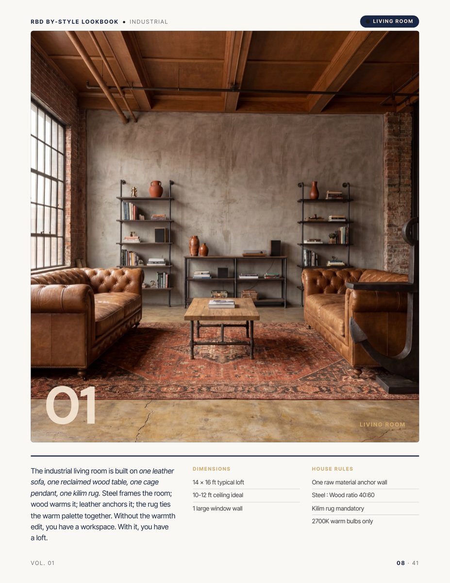 Room hero page from the Industrial Style Lookbook