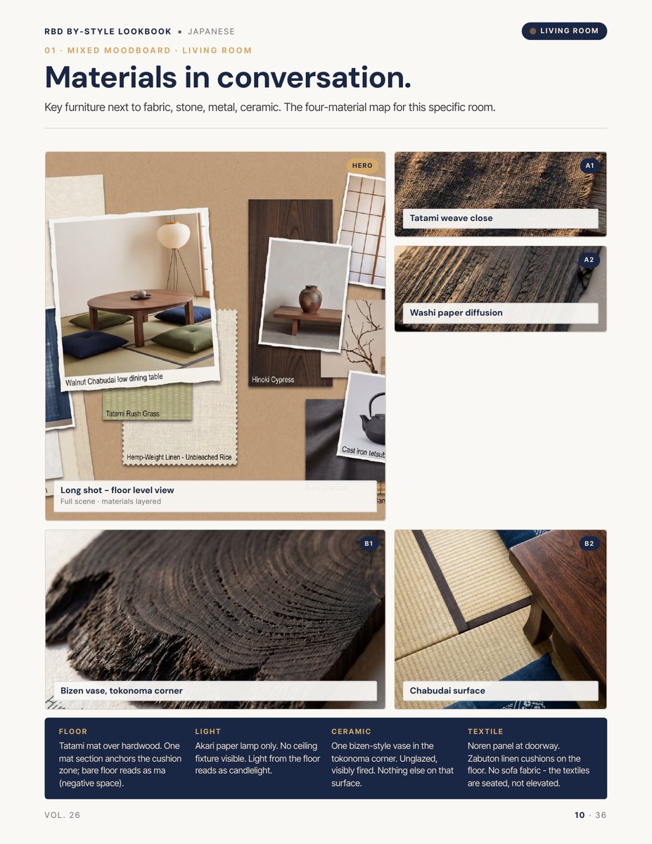 Moodboard page from the Japanese Style Lookbook