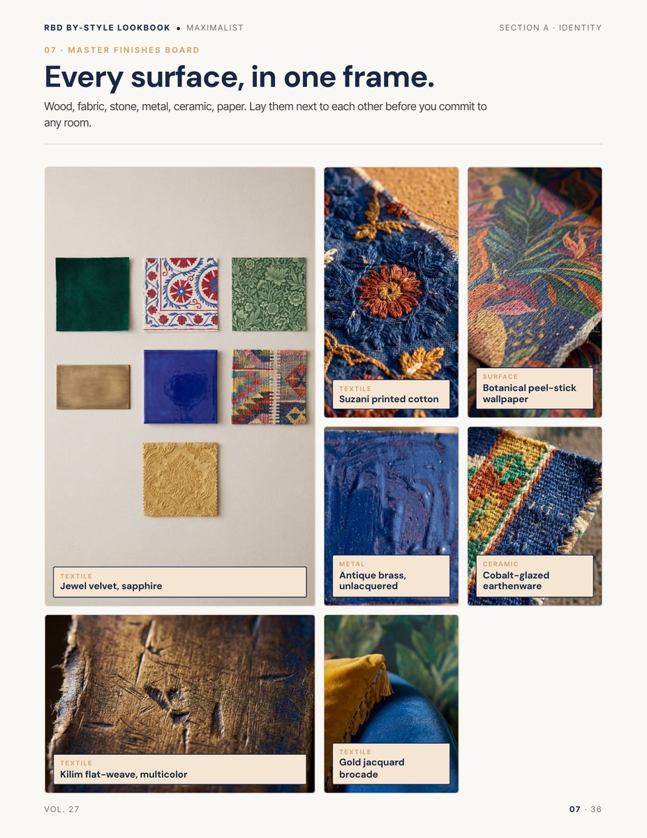 Finishes page from the Maximalist Style Lookbook