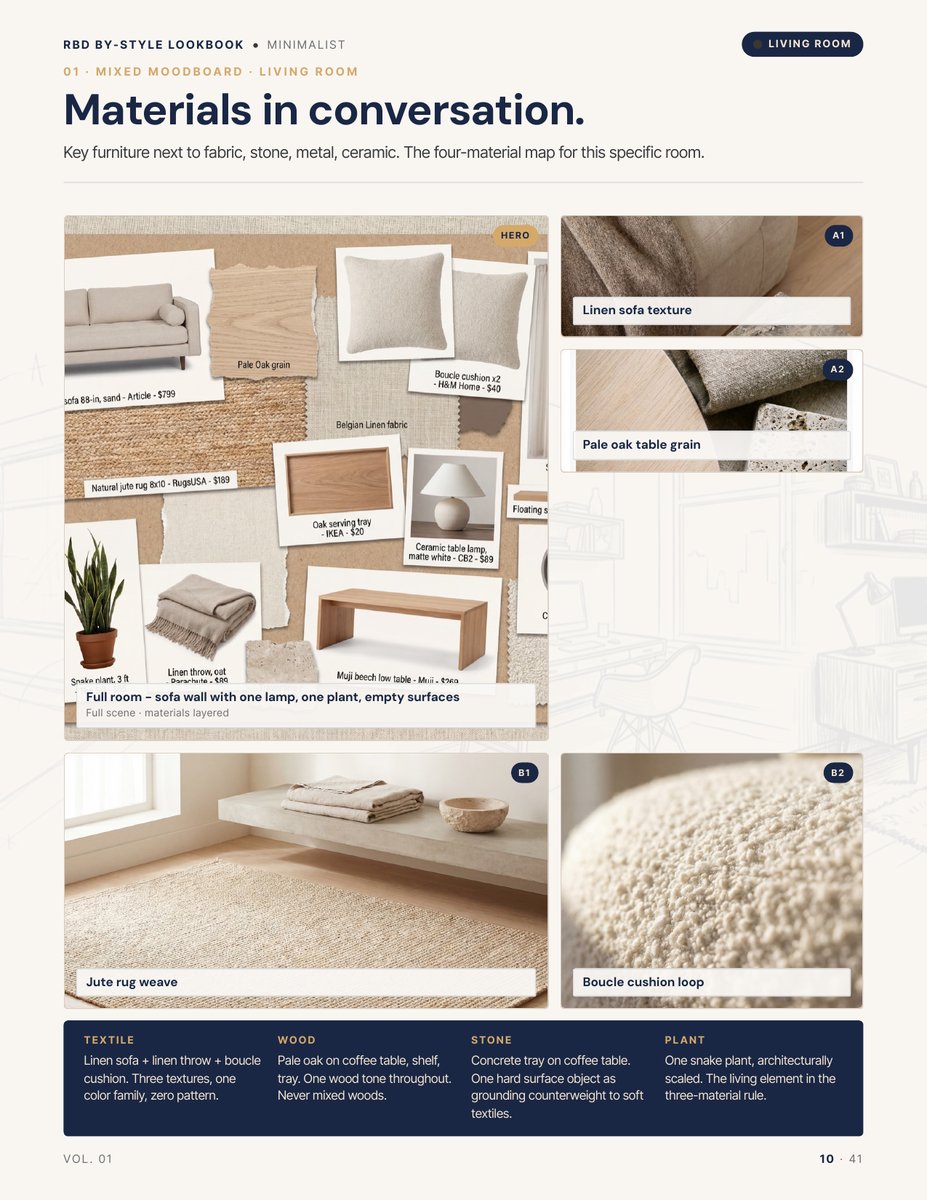 Moodboard page from the Minimalist Style Lookbook
