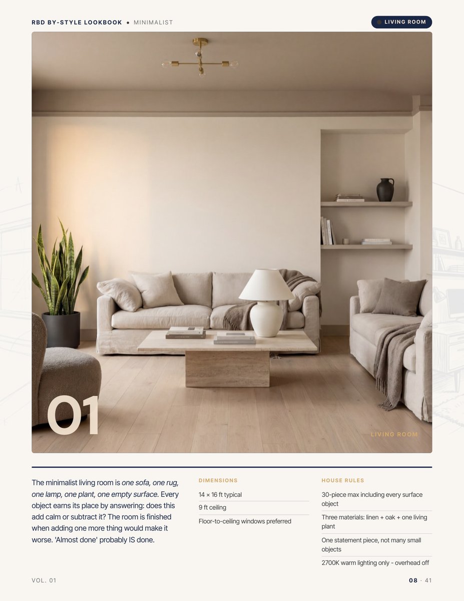 Room hero page from the Minimalist Style Lookbook