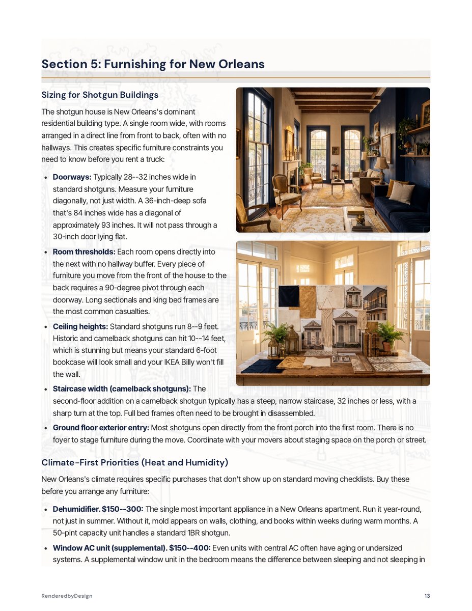 Furnishing page from the Moving To New Orleans Guide