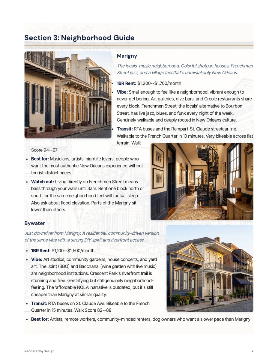 Neighborhoods page from the Moving To New Orleans Guide