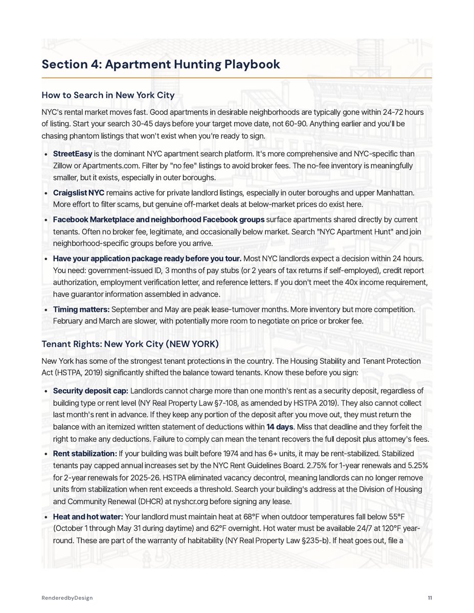 Apartment hunting page from the Moving To New York City Guide