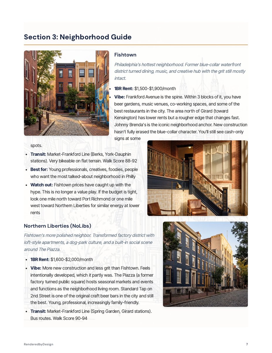 Neighborhoods page from the Moving To Philadelphia Guide