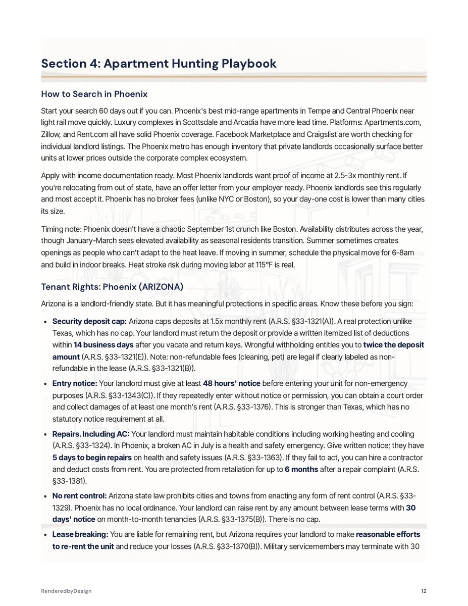 Apartment hunting page from the Moving To Phoenix Guide