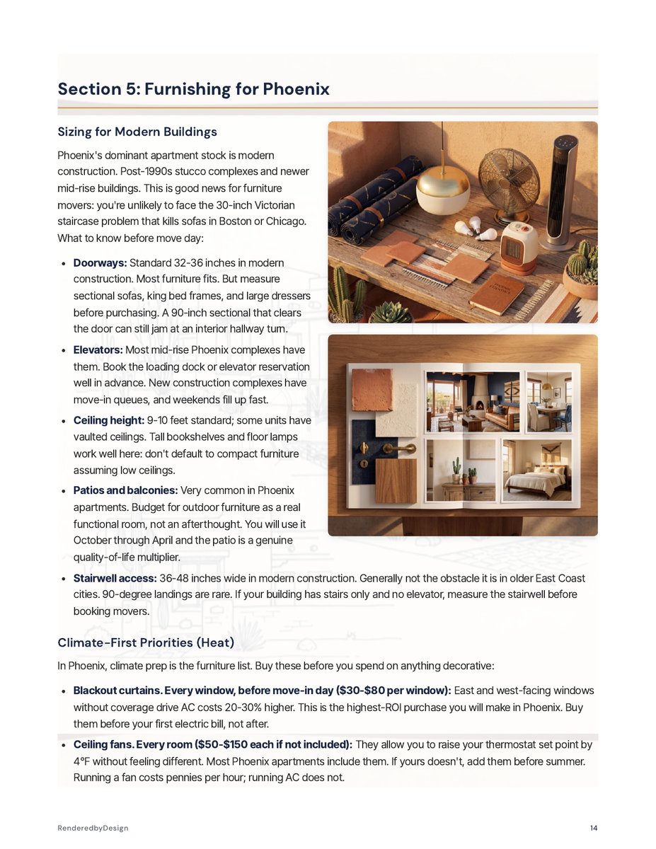 Furnishing page from the Moving To Phoenix Guide