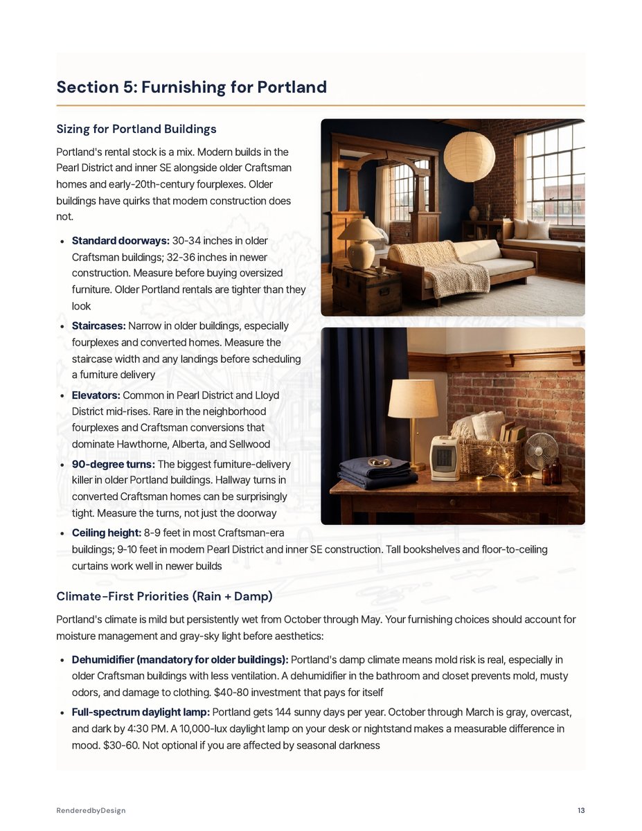 Furnishing page from the Moving To Portland Guide