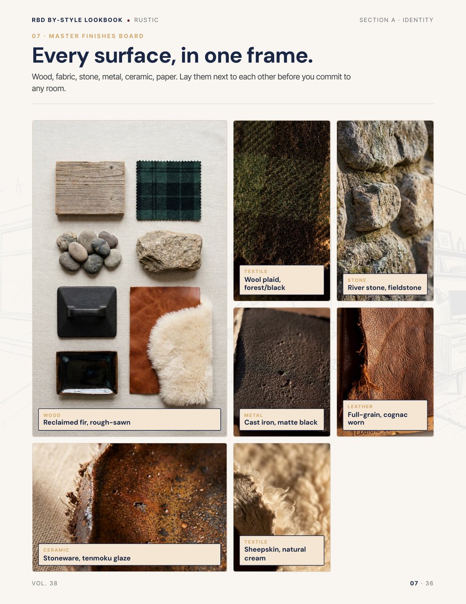 Finishes page from the Rustic Style Lookbook