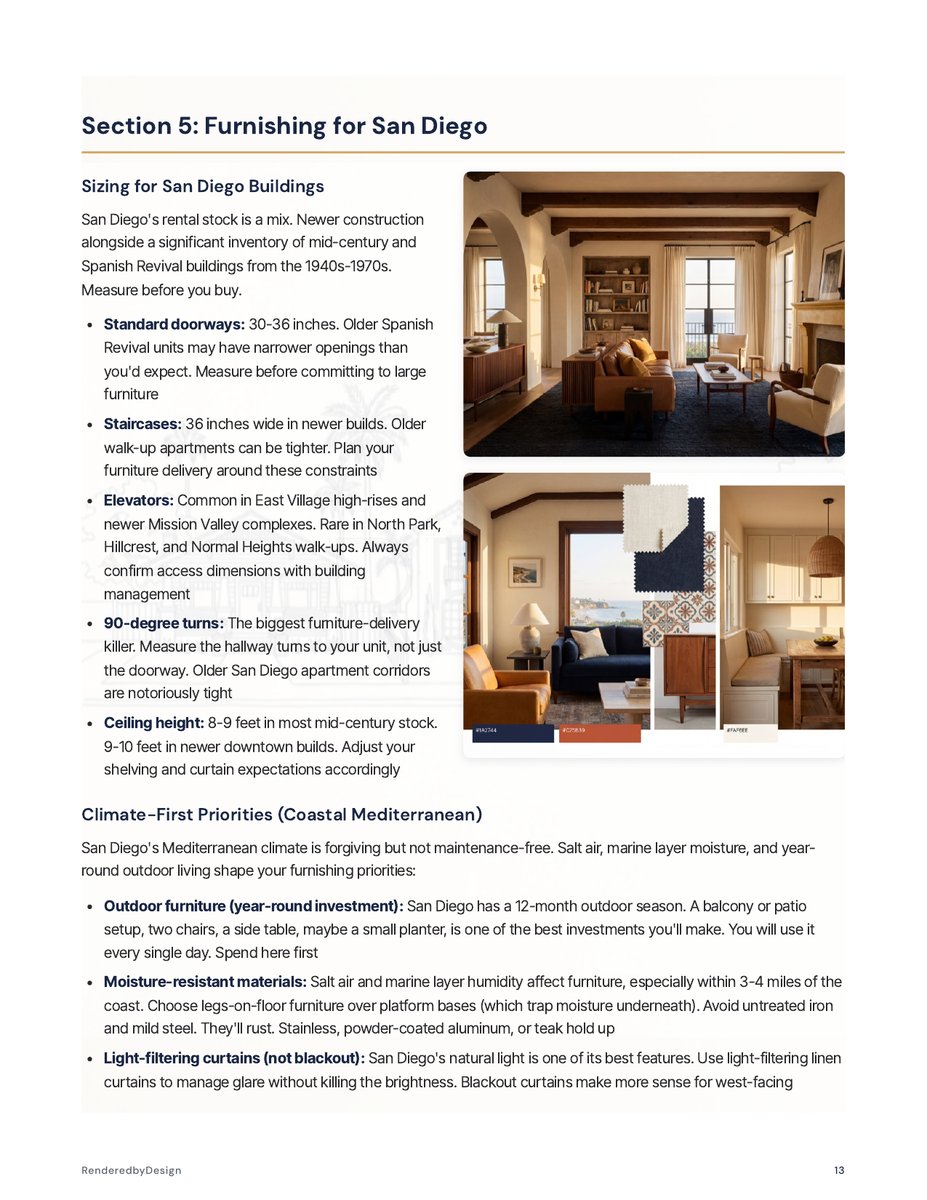 Furnishing page from the Moving To San Diego Guide