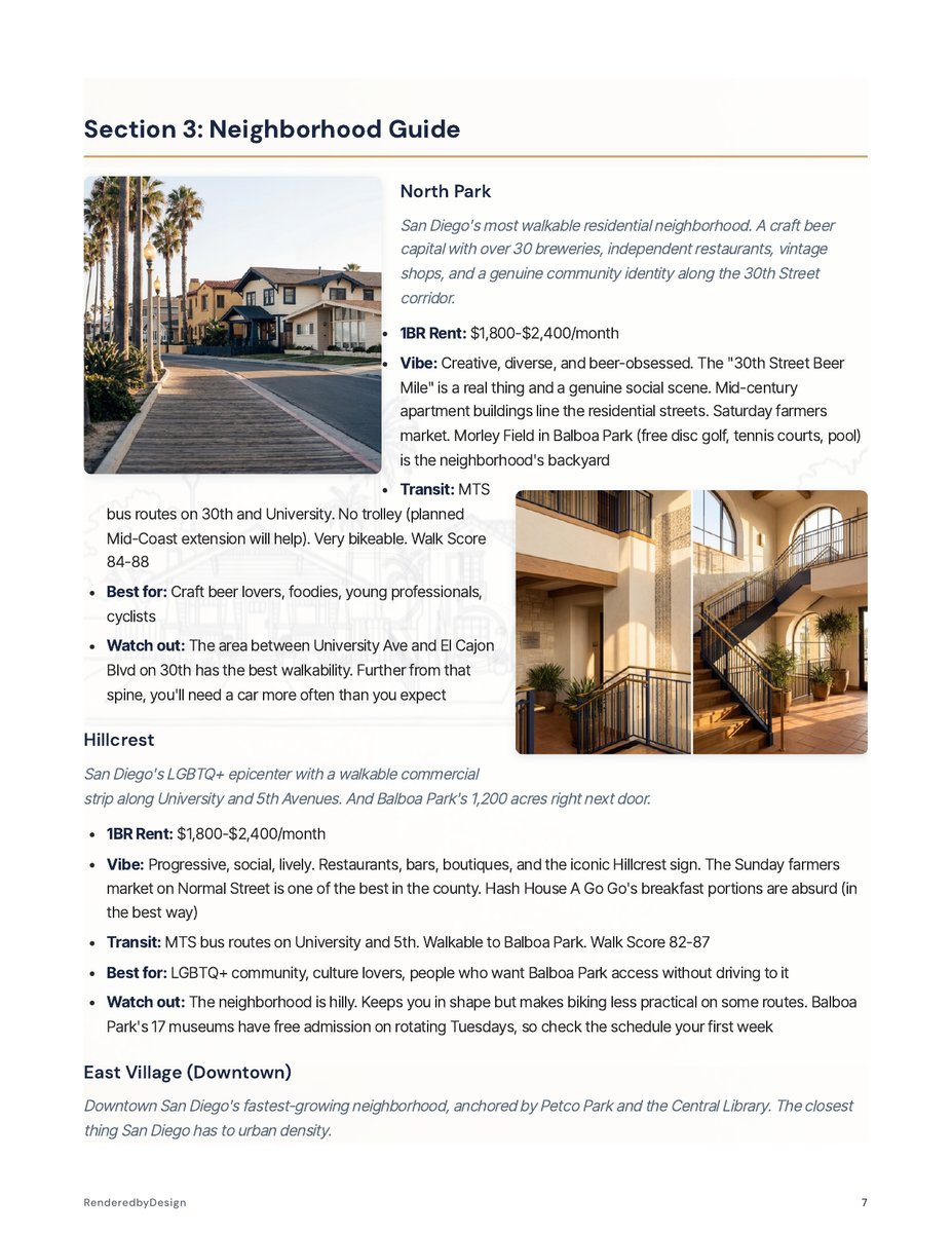 Neighborhoods page from the Moving To San Diego Guide