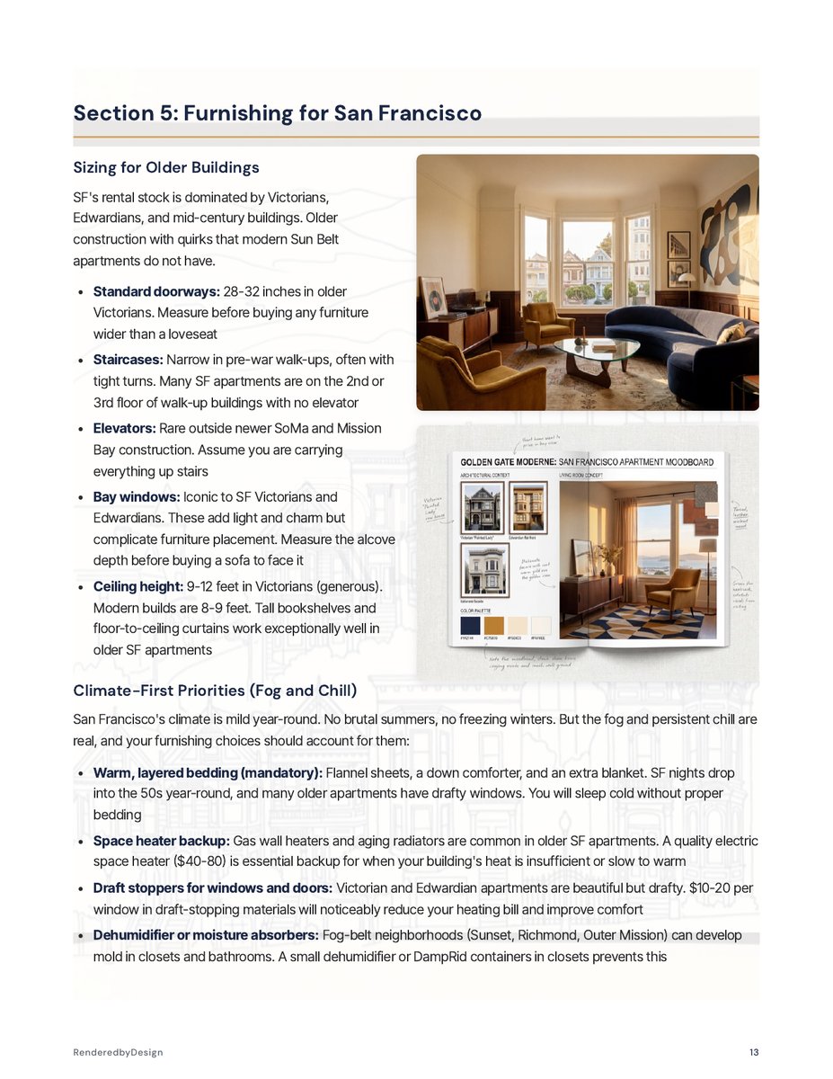Furnishing page from the Moving To San Francisco Guide
