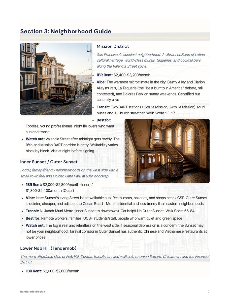 Neighborhoods page from the Moving To San Francisco Guide