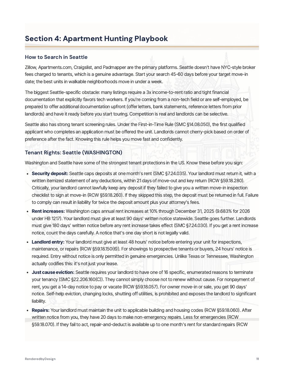 Apartment hunting page from the Moving To Seattle Guide