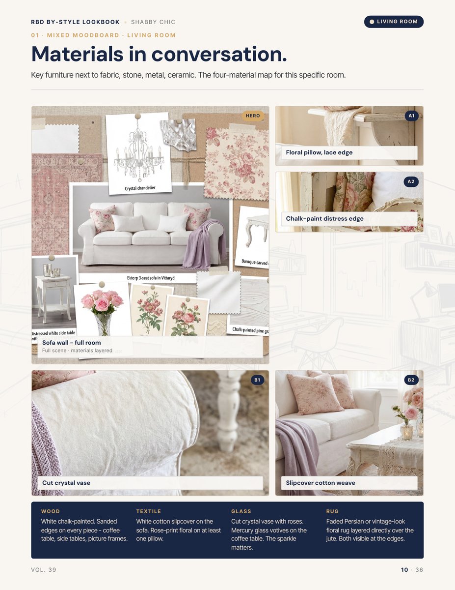 Moodboard page from the Shabby Chic Style Lookbook