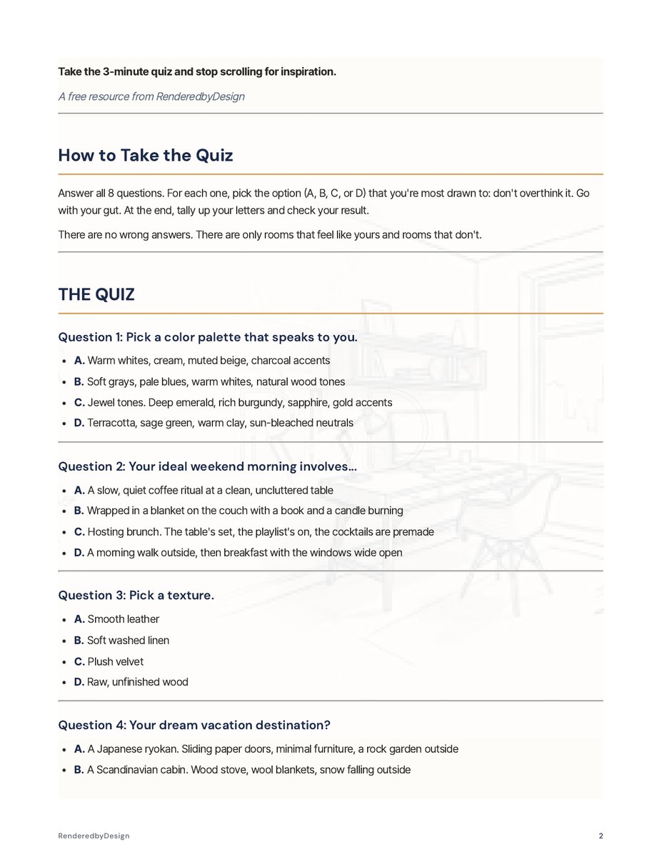 Page 2 page from the Home Design Style Quiz