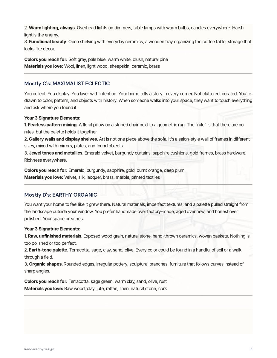 Page 5 page from the Home Design Style Quiz