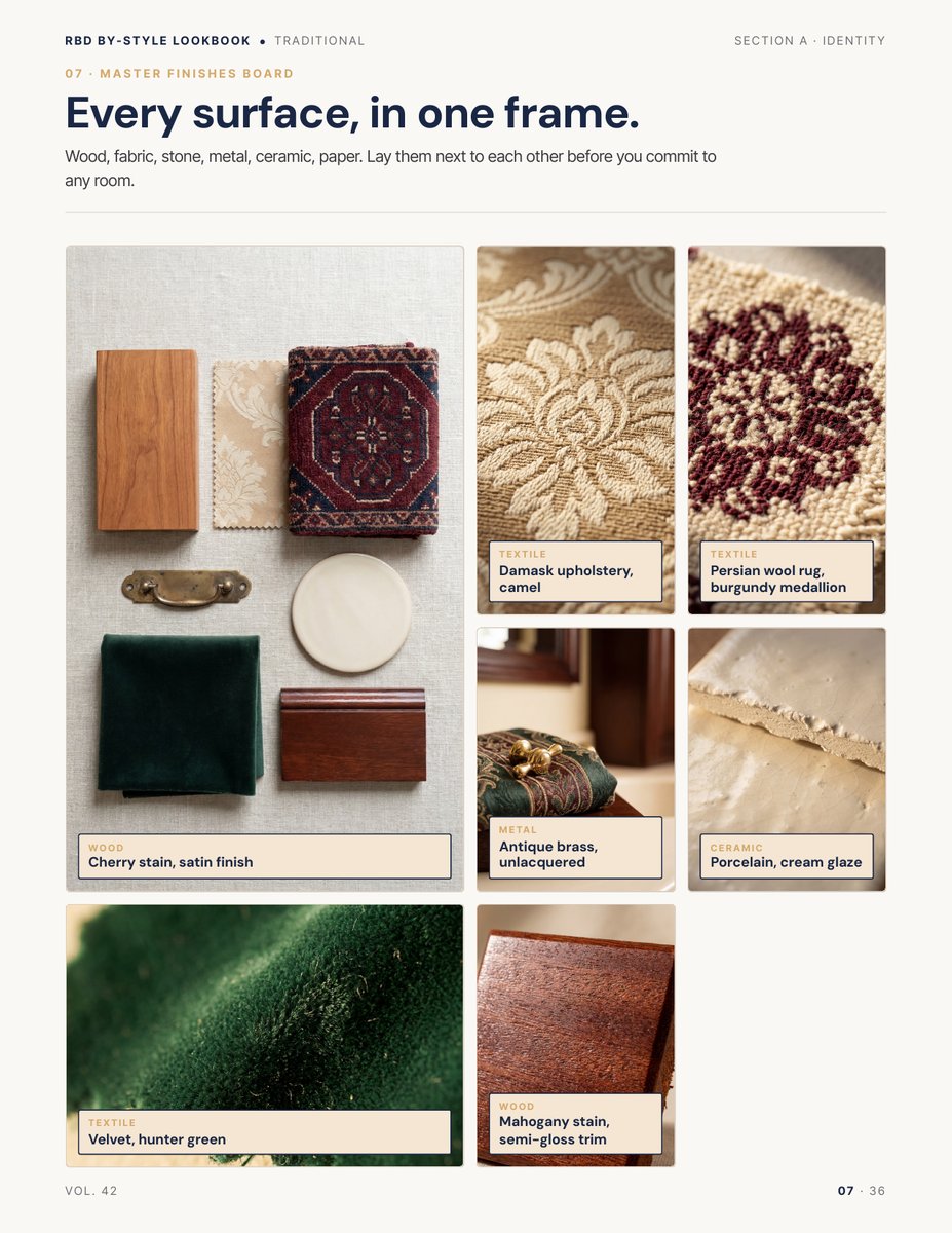 Finishes page from the Traditional Style Lookbook