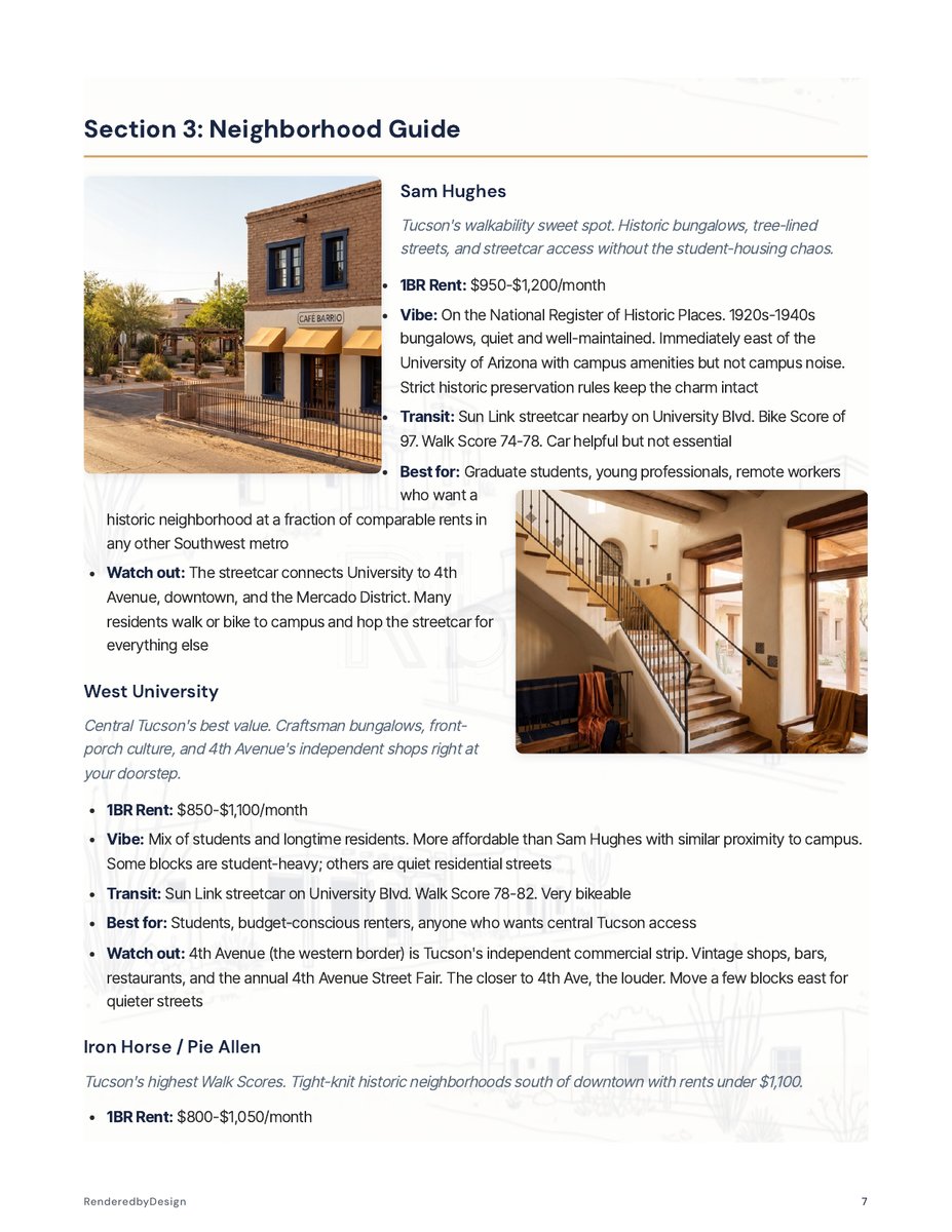 Neighborhoods page from the Moving To Tucson Guide