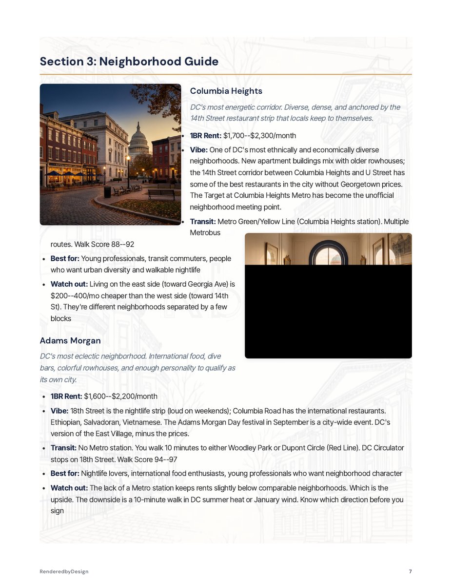 Neighborhoods page from the Moving To Washington DC Guide